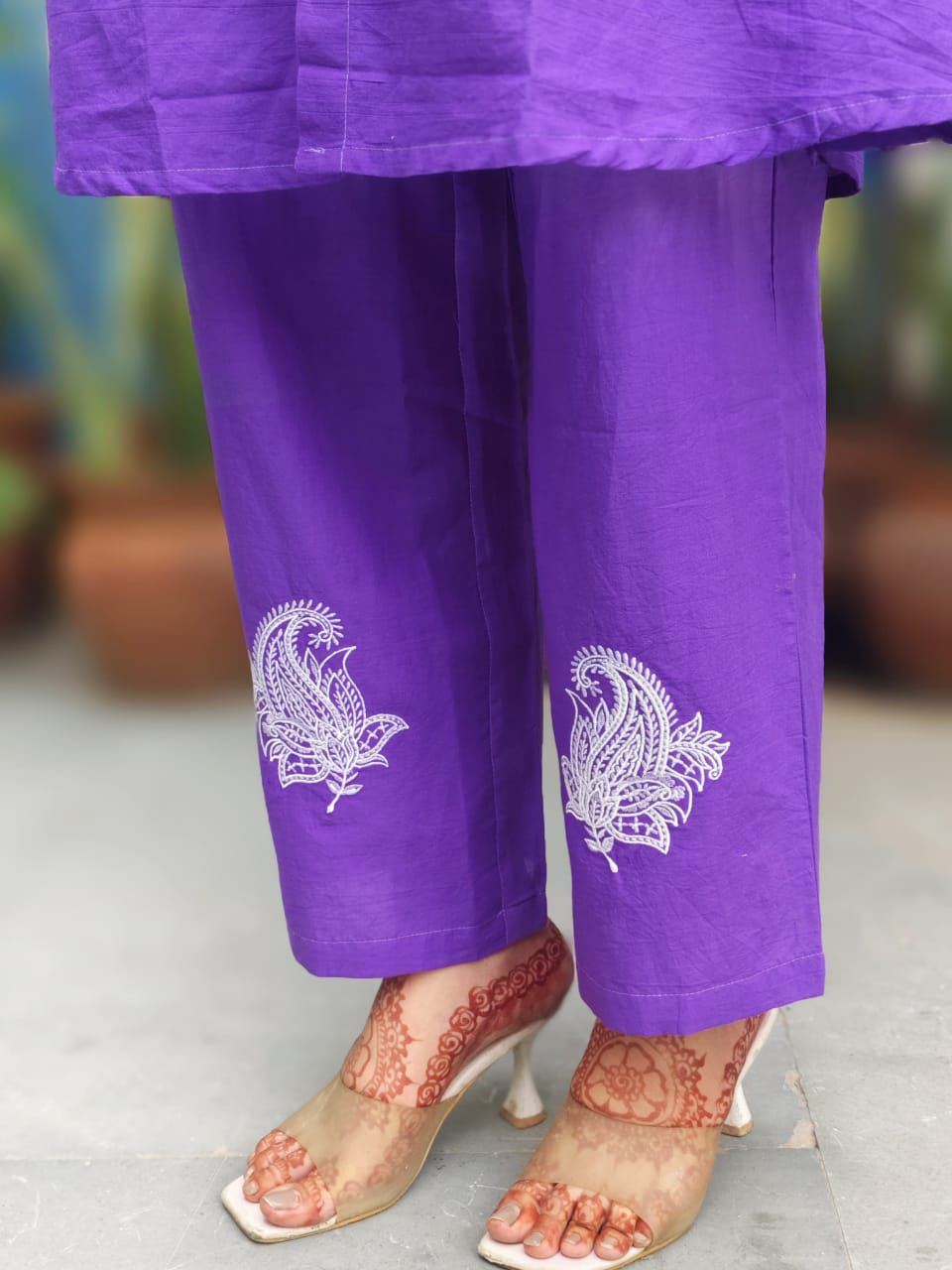 Purple Ombre Embroidered Co-Ord Set