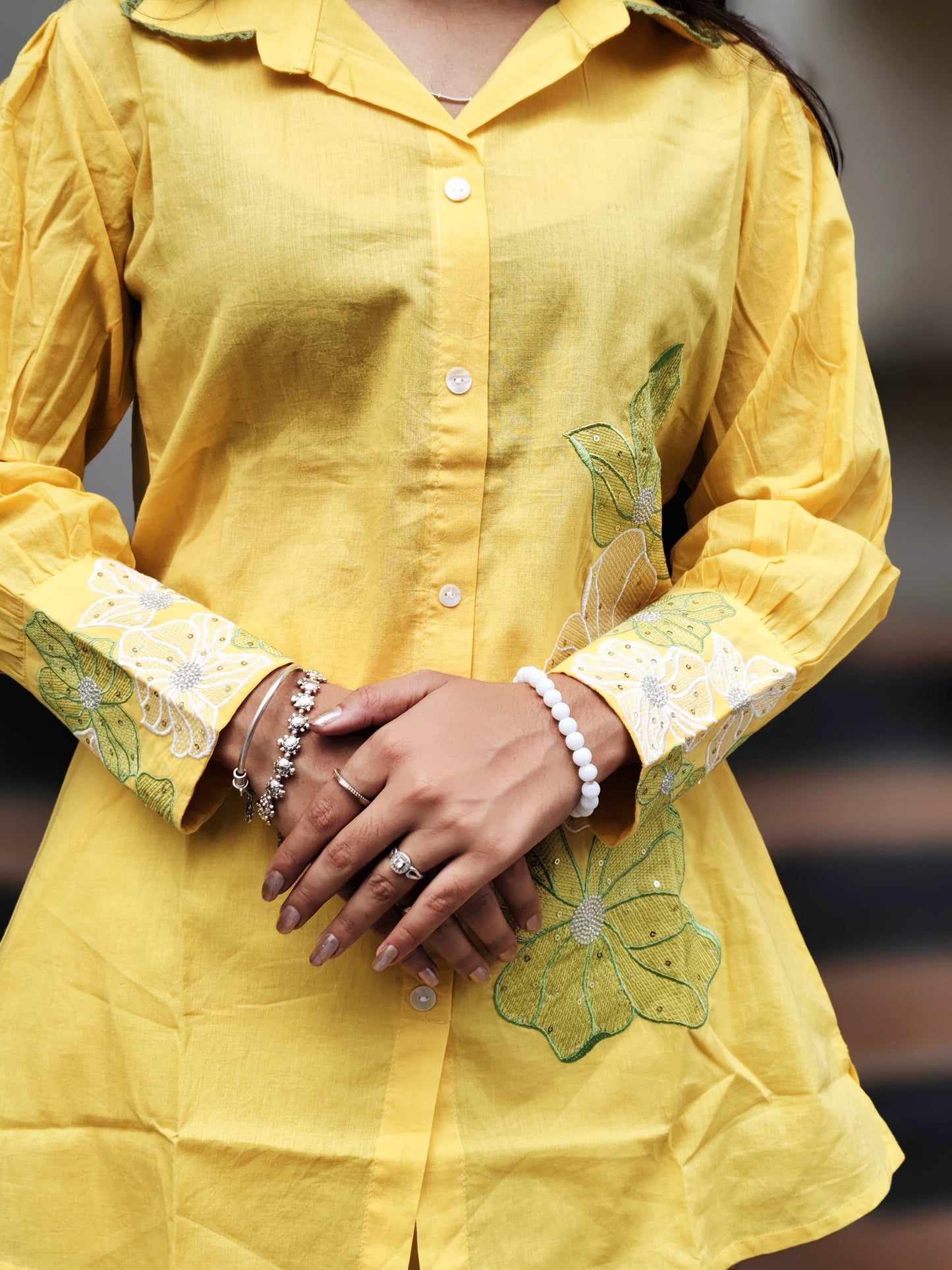 Yellow Ombre Embroidered Co-Ord Set