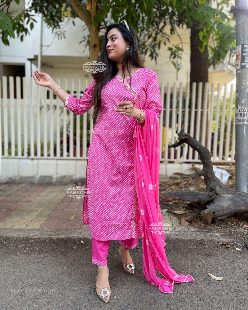 Women's Ethnic Banarasi Print Straight Kurta Set