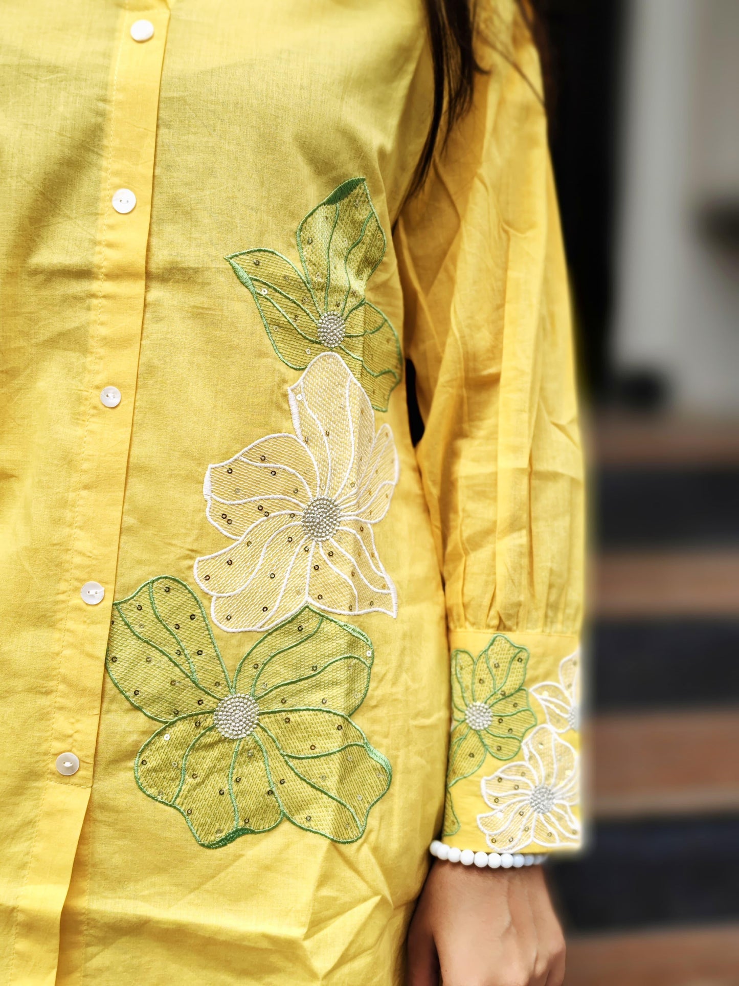 Yellow Ombre Embroidered Co-Ord Set